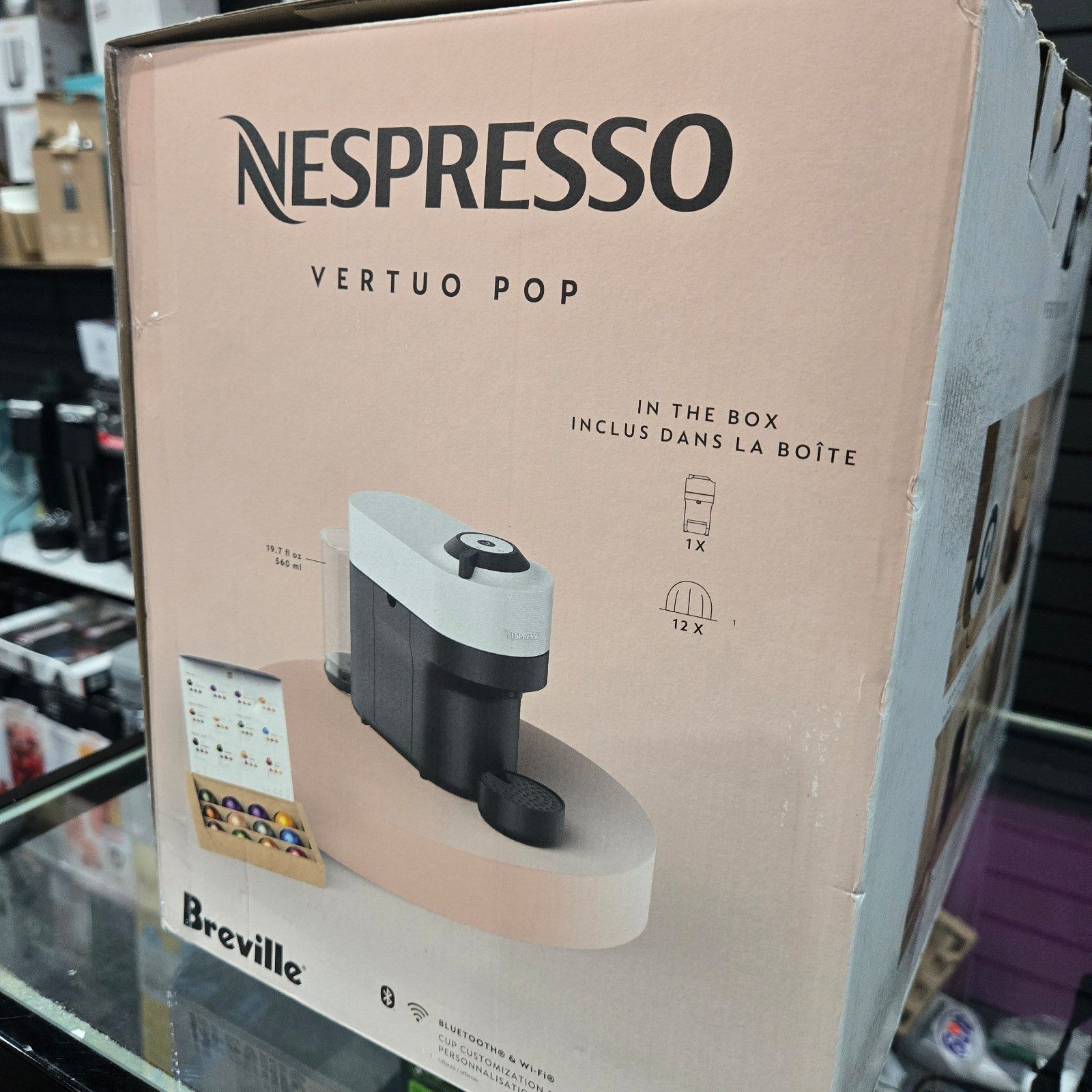 Nespresso Black & White Vertuo Pop Coffee Maker Small Machine