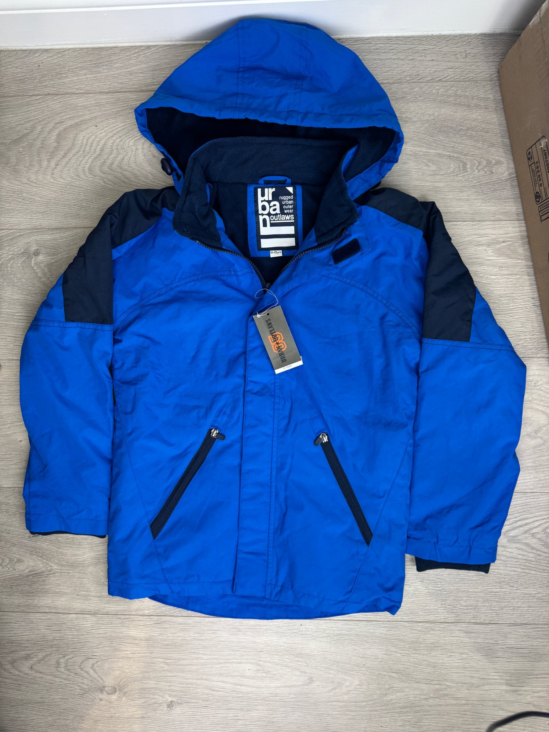 Urban Outlaws Blue & Black Hooded Winter Jacket Medium Kids