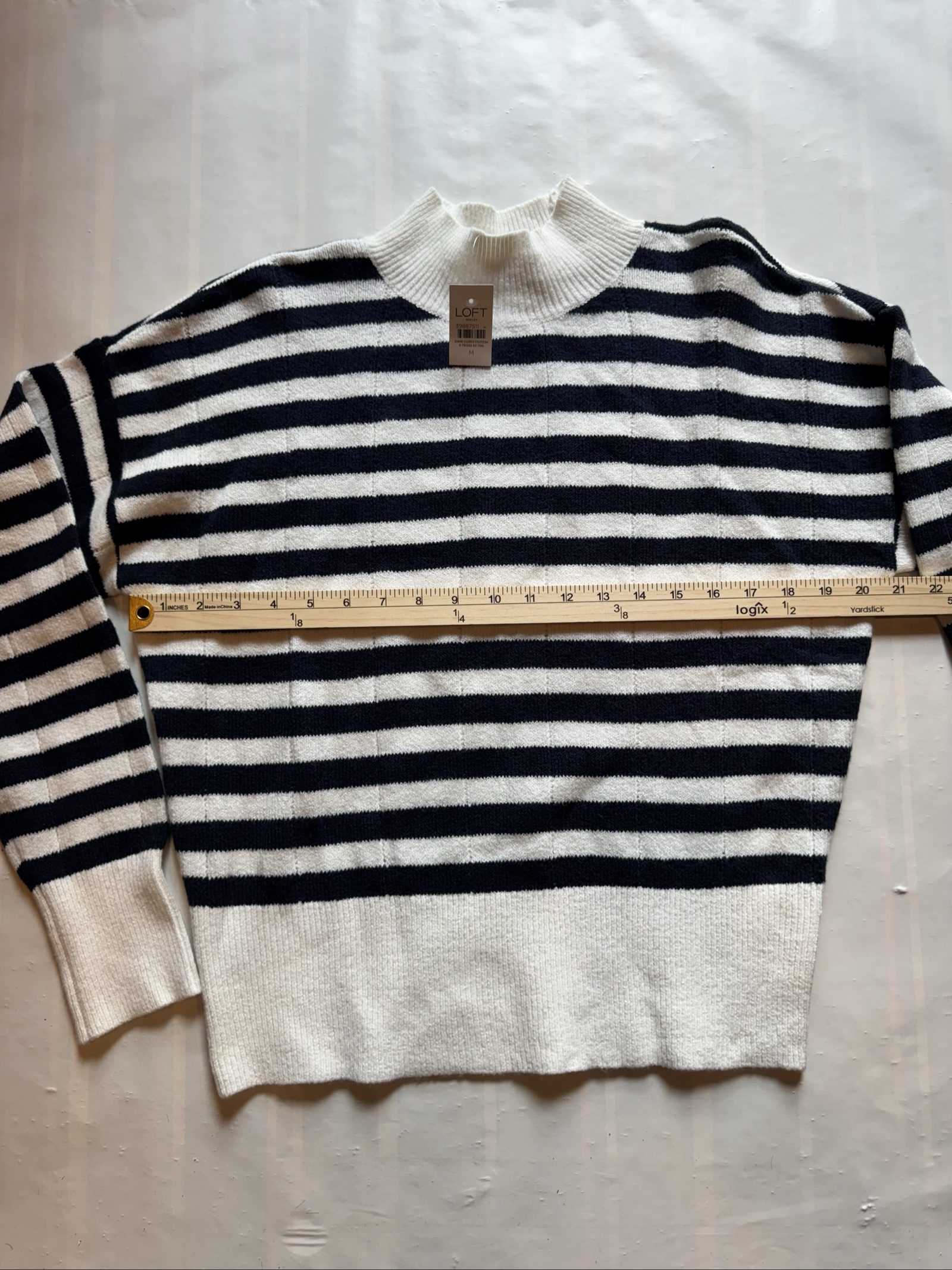 Draft Women's LOFT Sweater - Black and White Stripes - Medium image 3
