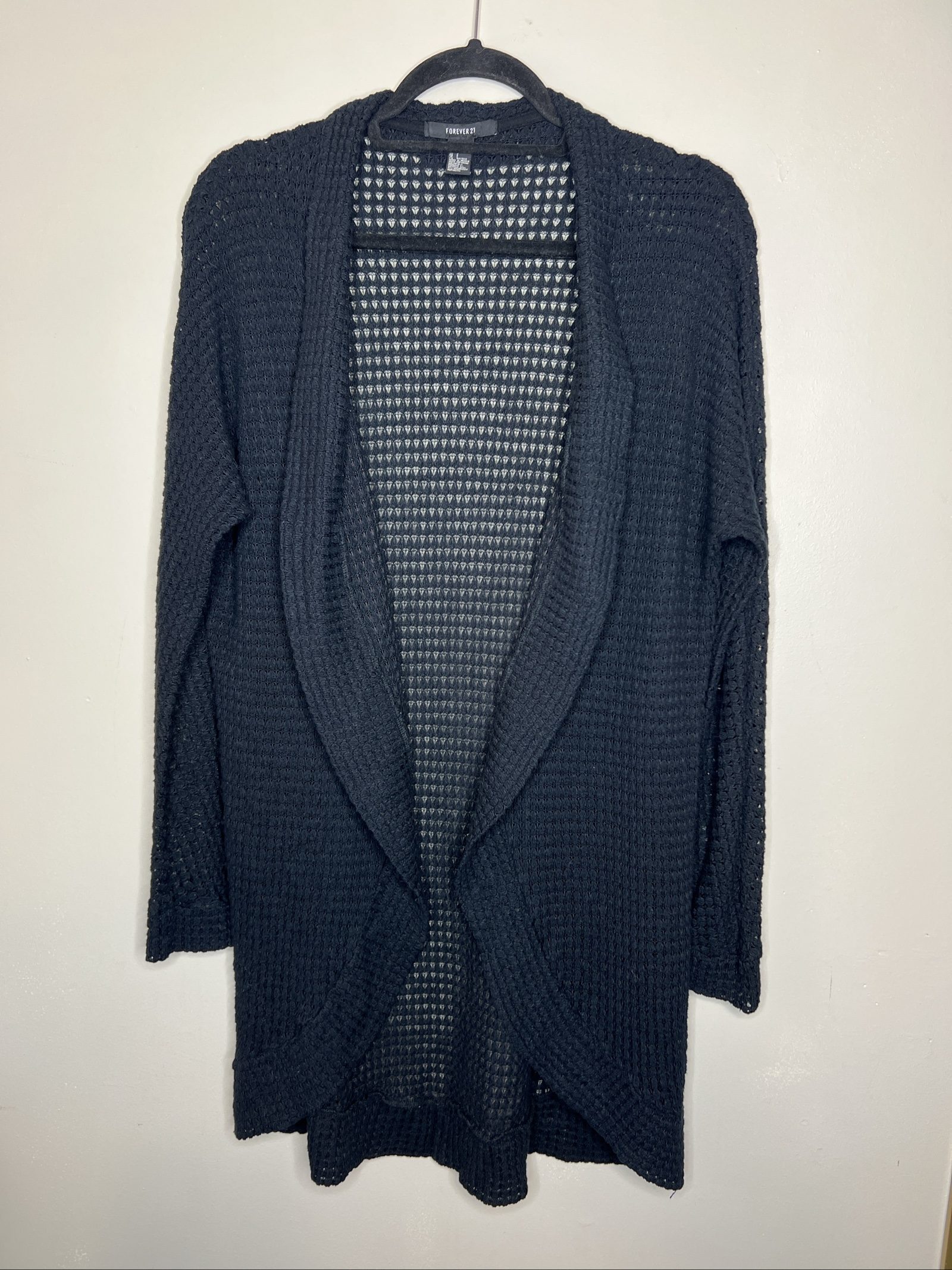 Forever 21 Open Front Cardigan in Black Size Small