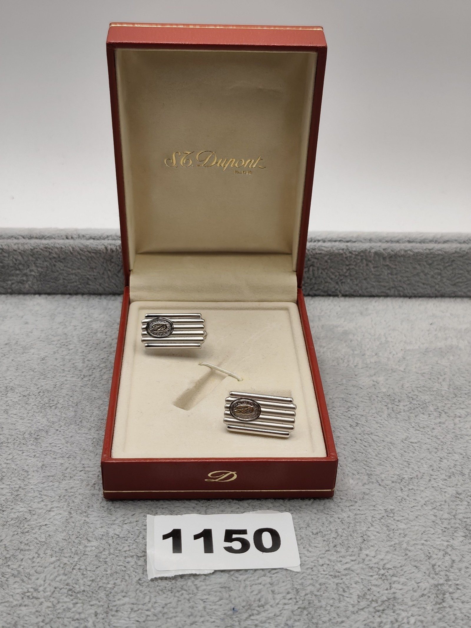S.T. Dupont Silver & Gold Cufflinks in Red Box