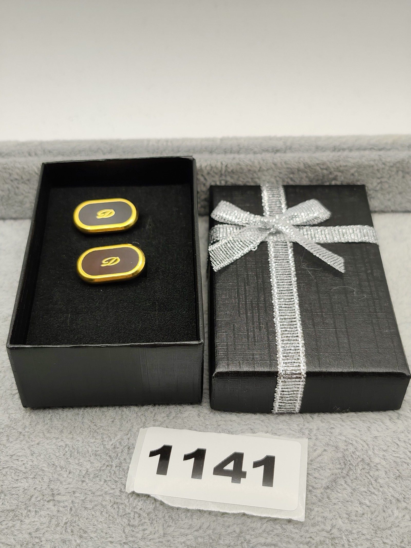 S.T. Dupont Black & Brown Enamel & Gold Tone Cufflinks