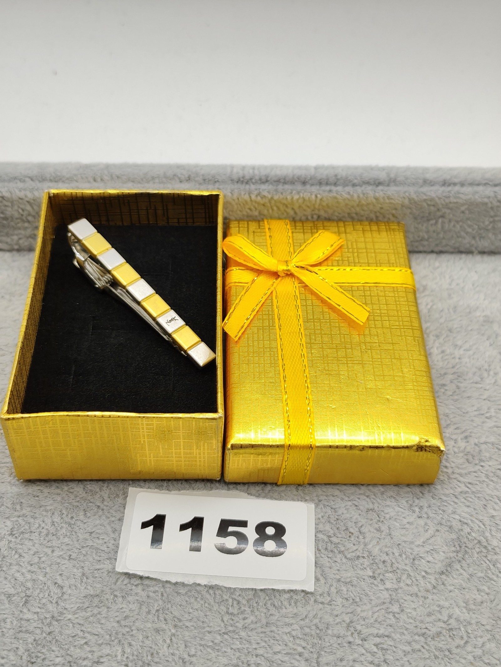 YSL Gold & Silver Tone Metal Tie Clip