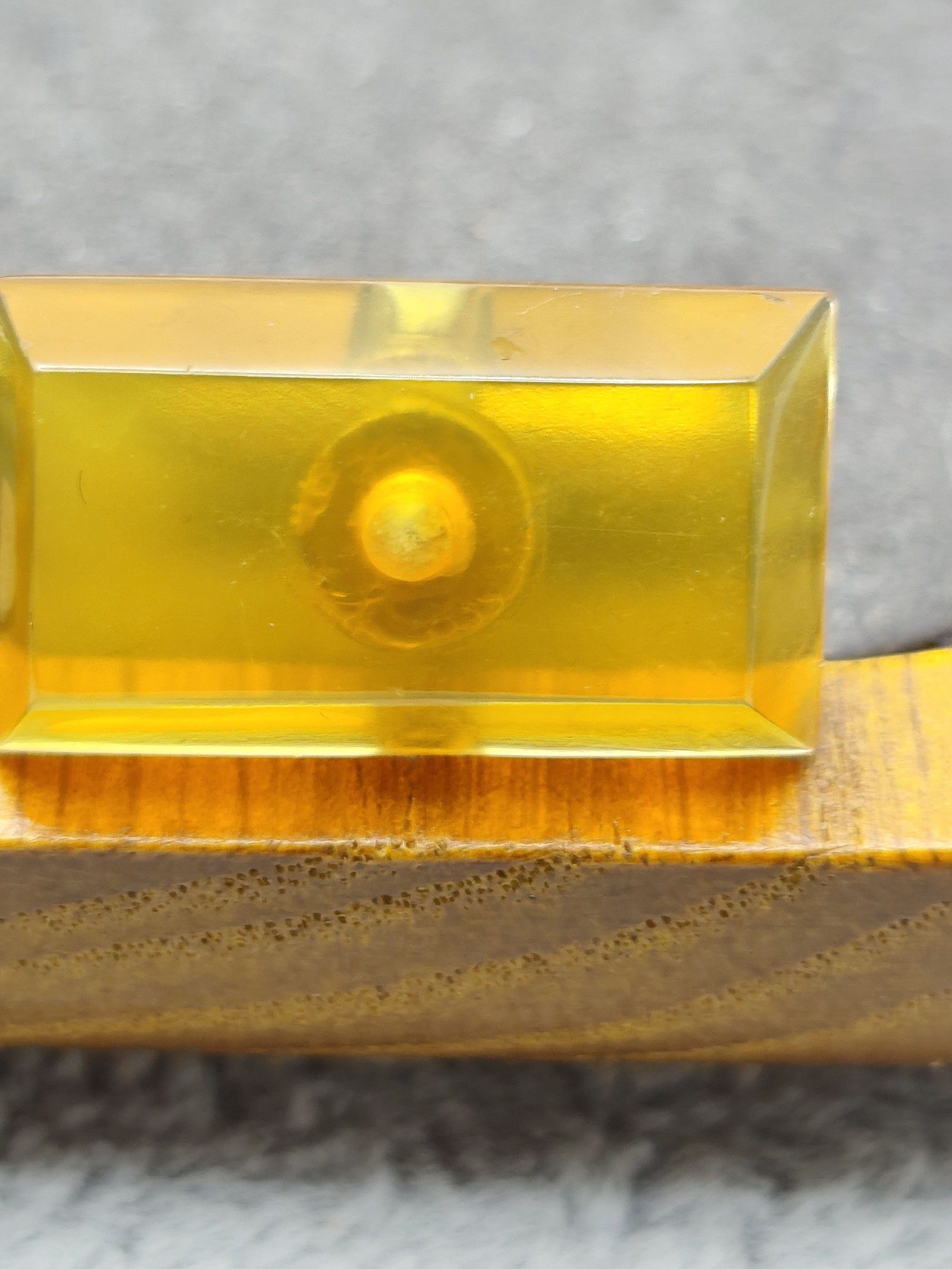 Rectangular Yellow Resin & Silver Tone Men's Cufflinks image 5