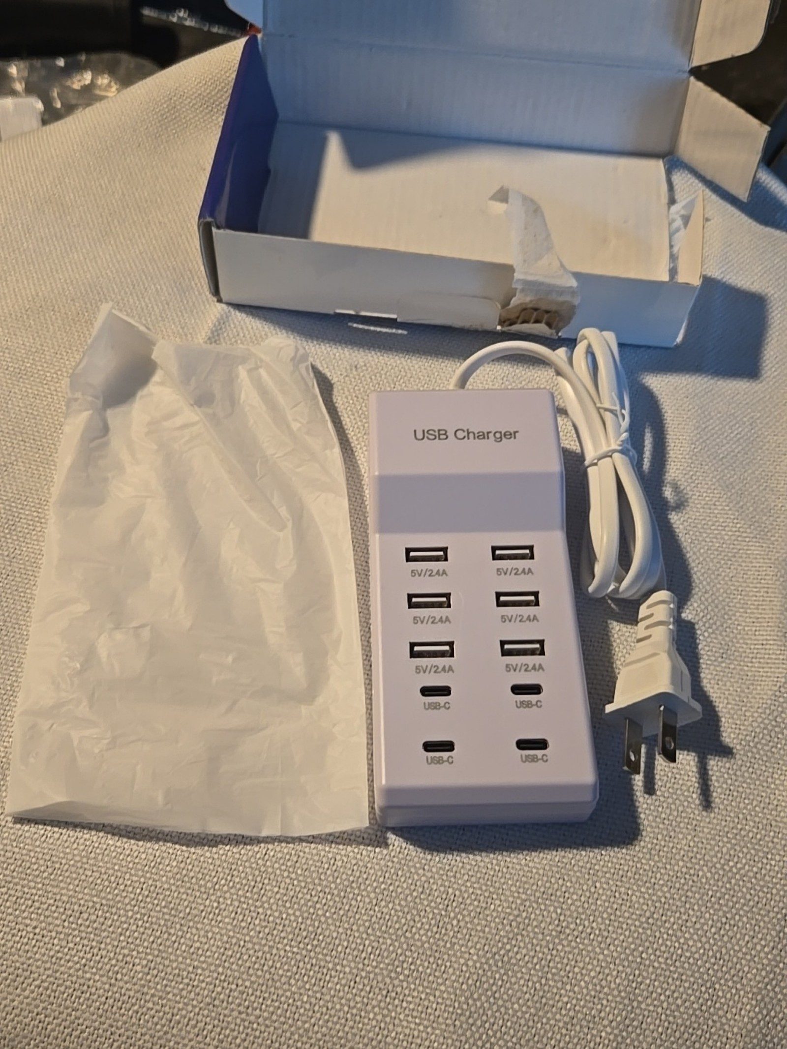 White USB Charger 10-Port Charging Station New