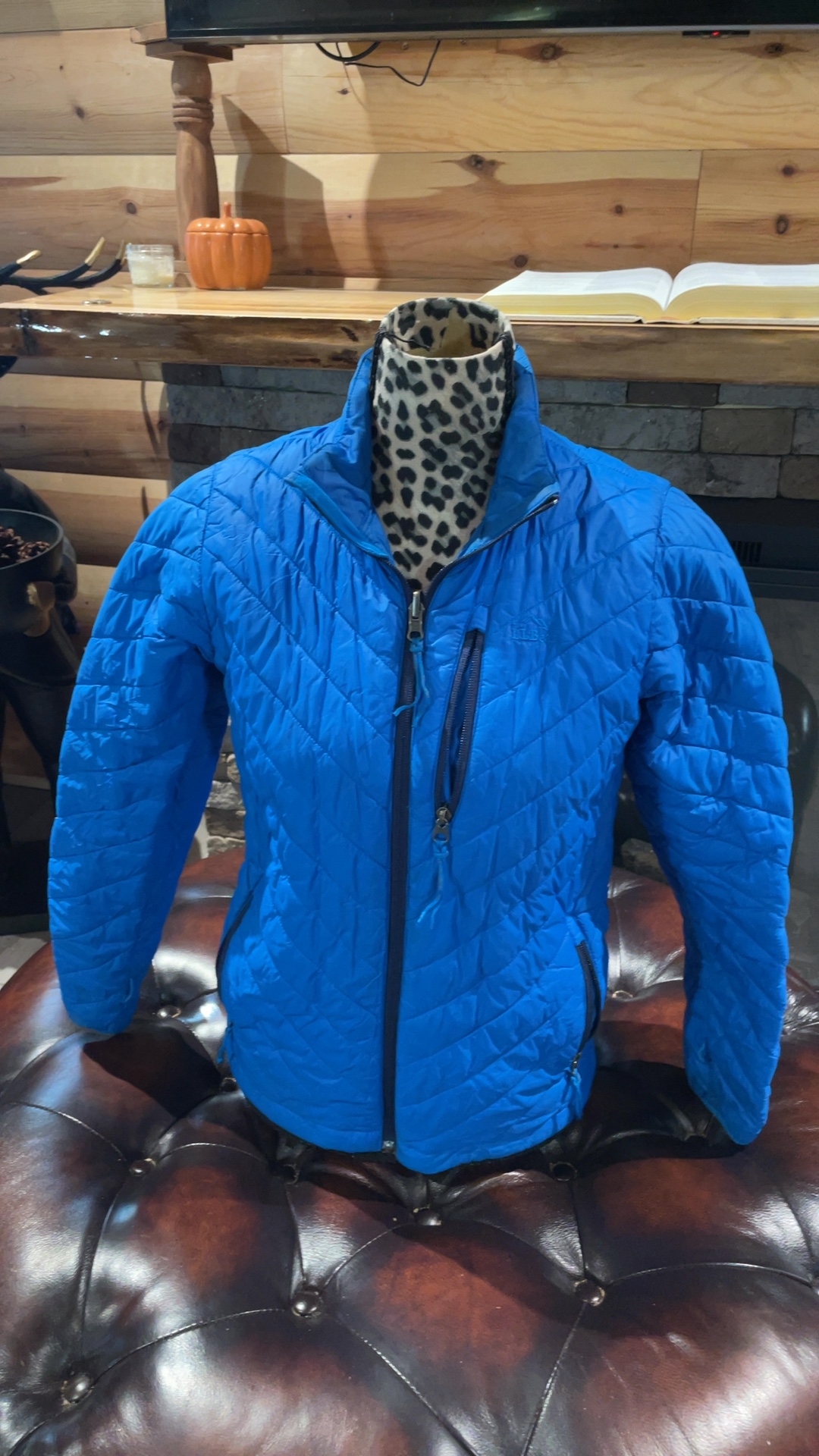 L.L.Bean Boys Large 14-16 Blue 2-in-1 Winter Jacket Quilted Zip-In Liner