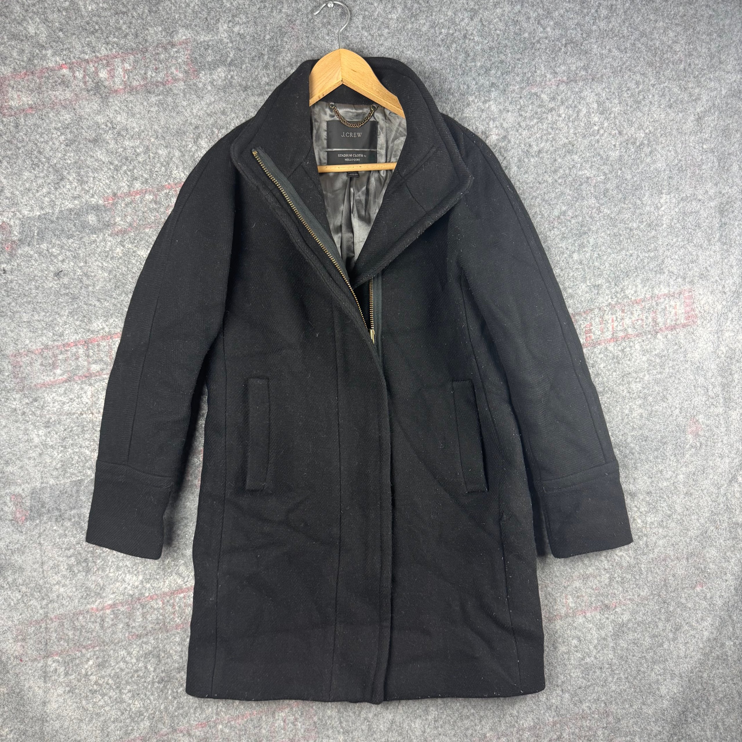 J.Crew Black Wool Blend Coat Women’s UK 12