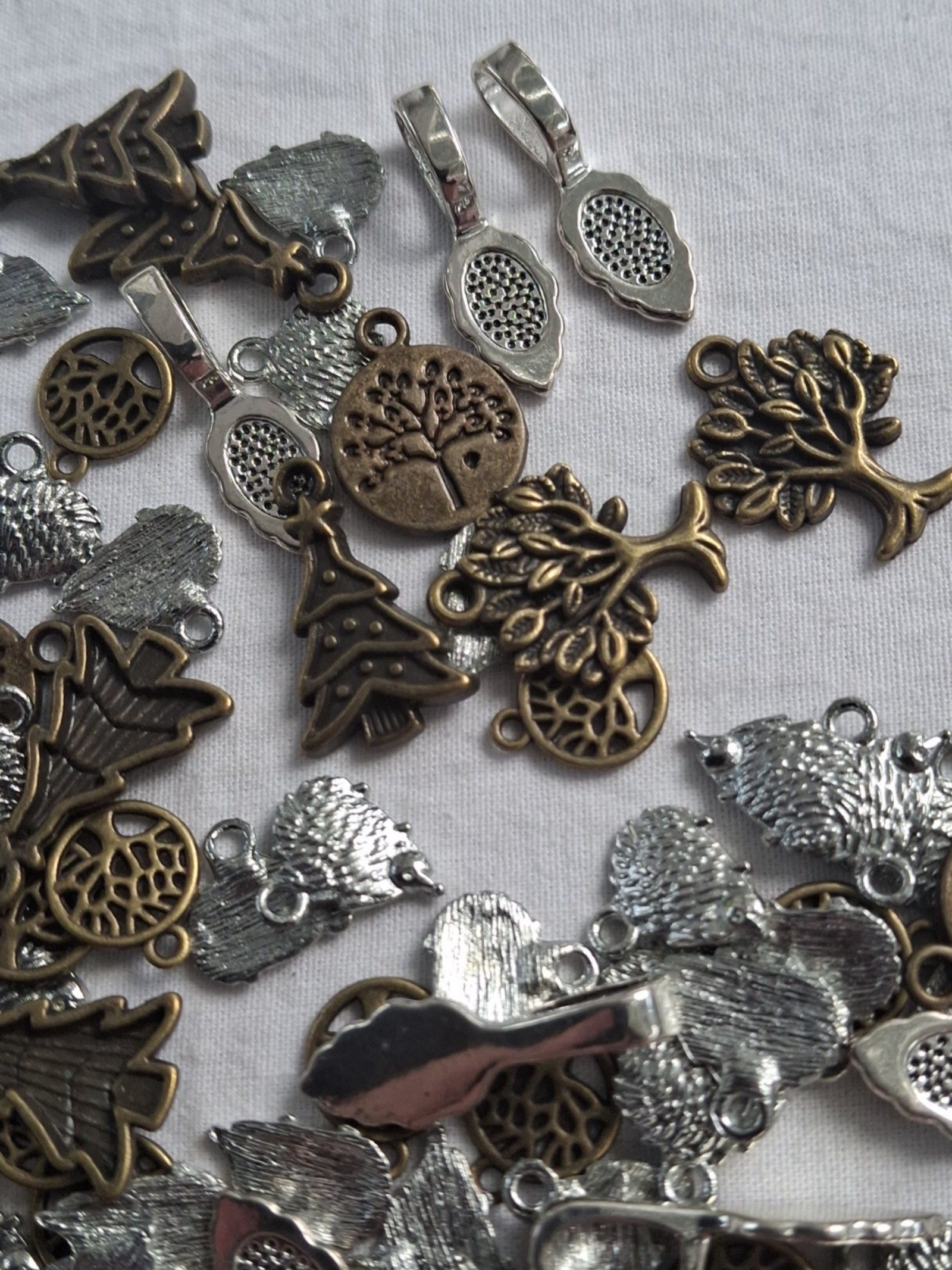 Mixed Bronze & Silver Tree & Leaf Charms & Pendants image 2