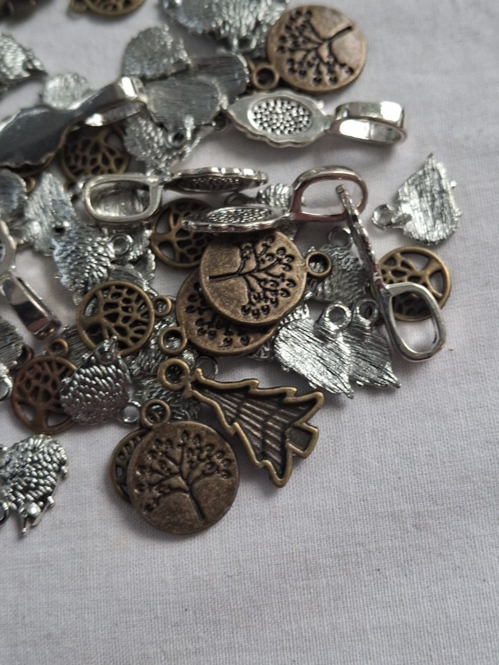 Mixed Bronze & Silver Tree & Leaf Charms & Pendants image 3