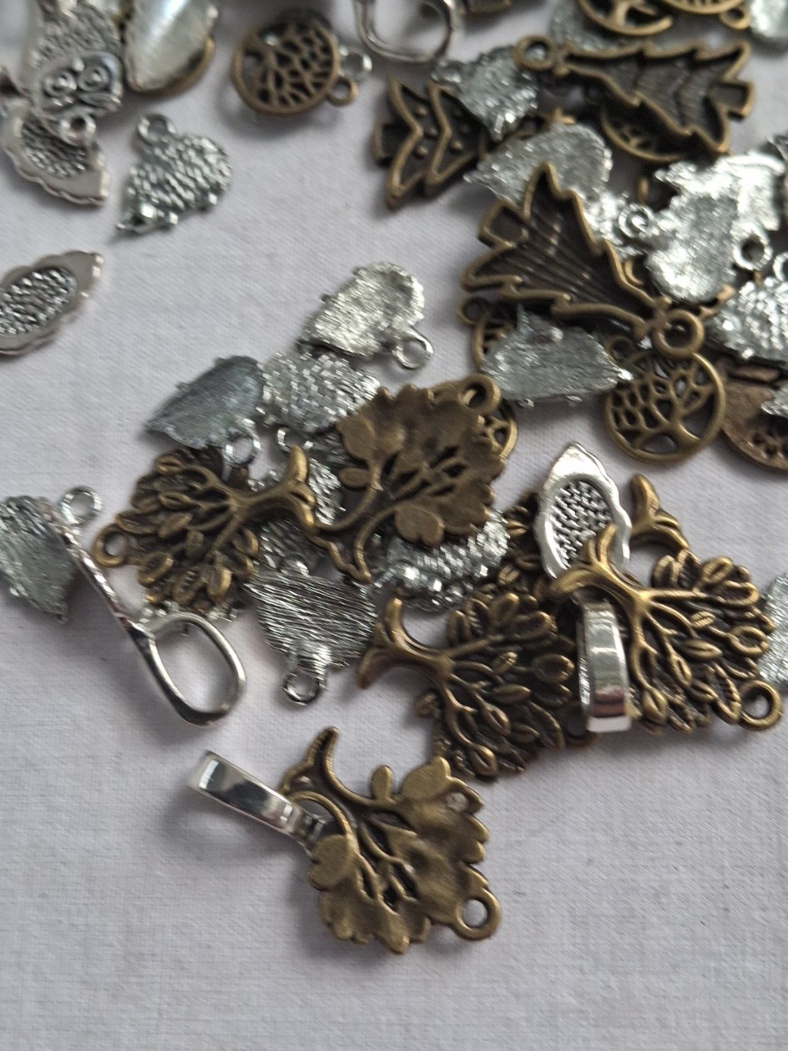 Mixed Bronze & Silver Tree & Leaf Charms & Pendants image 4