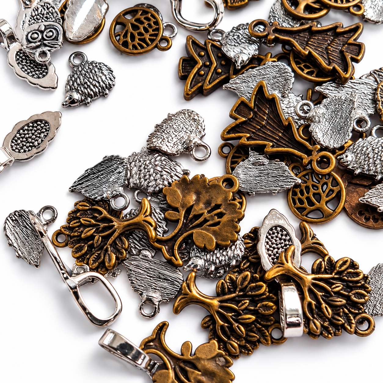 Mixed Bronze & Silver Tree & Leaf Charms & Pendants image 2