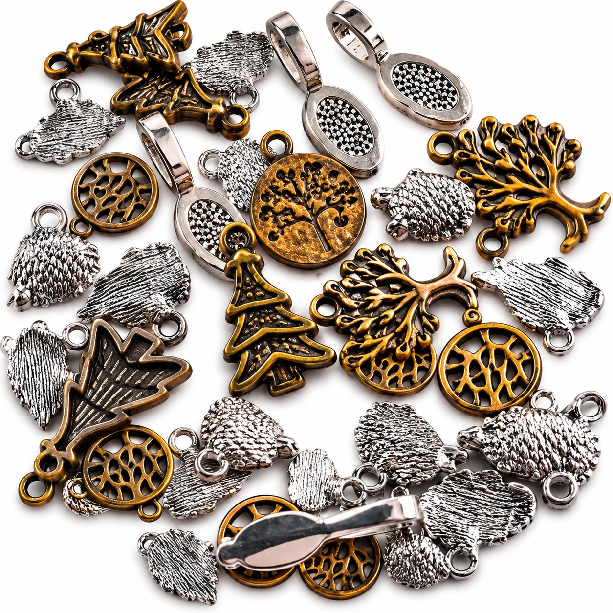 Mixed Bronze & Silver Tree & Leaf Charms & Pendants image 4