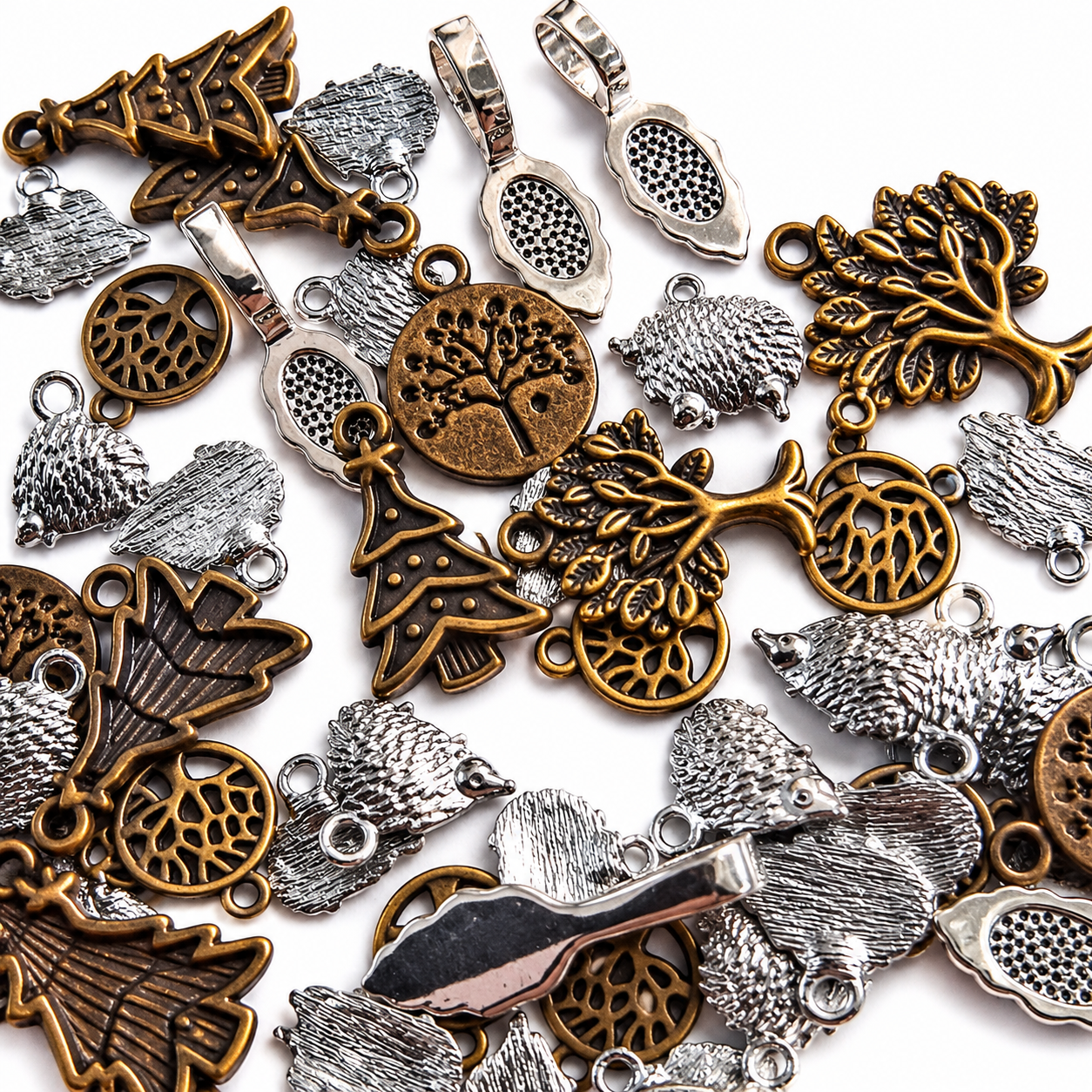 Mixed Bronze & Silver Tree & Leaf Charms & Pendants image 5