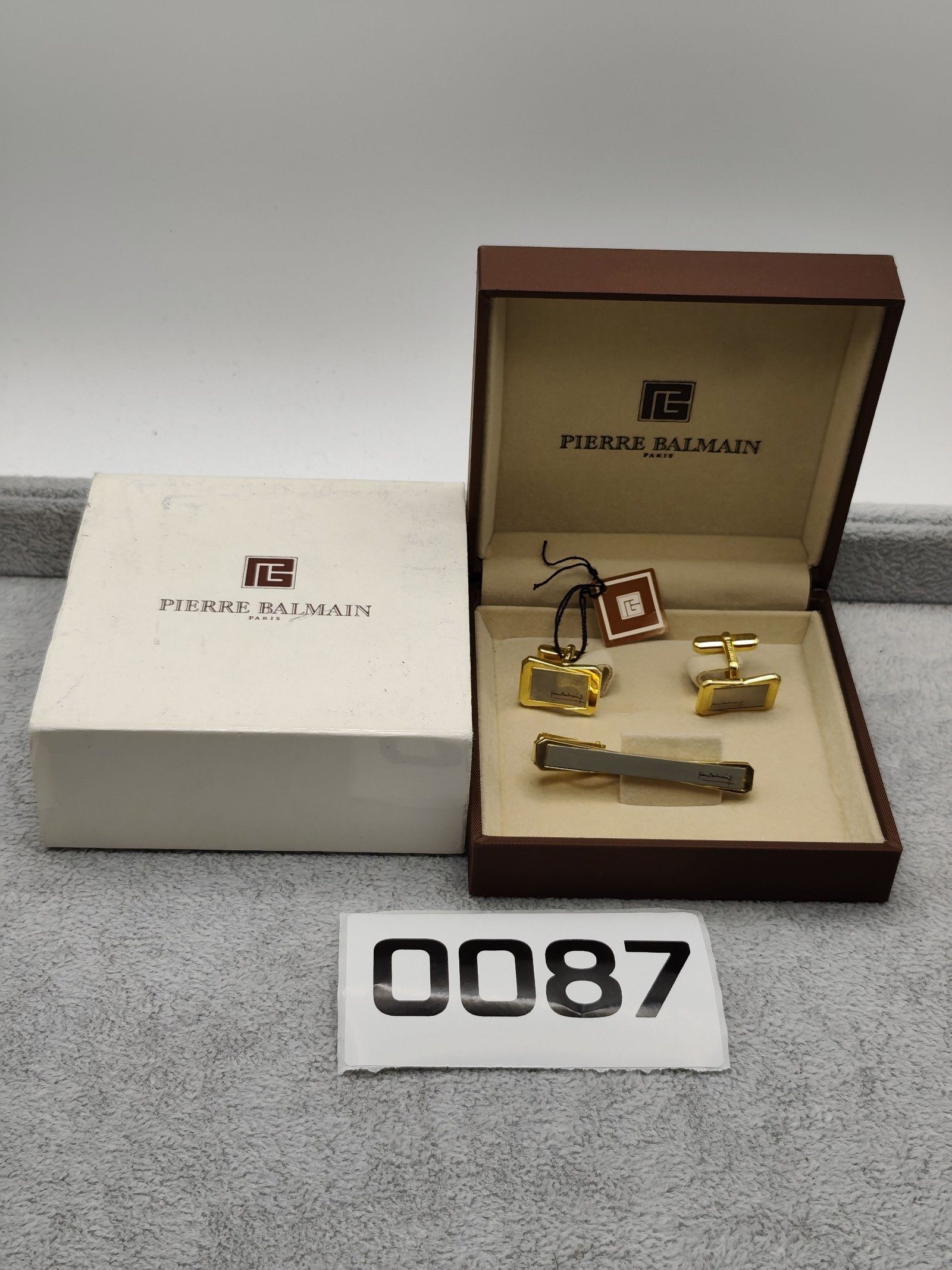 Pierre Balmain Gold & Silver Cufflinks & Tie Clip Set