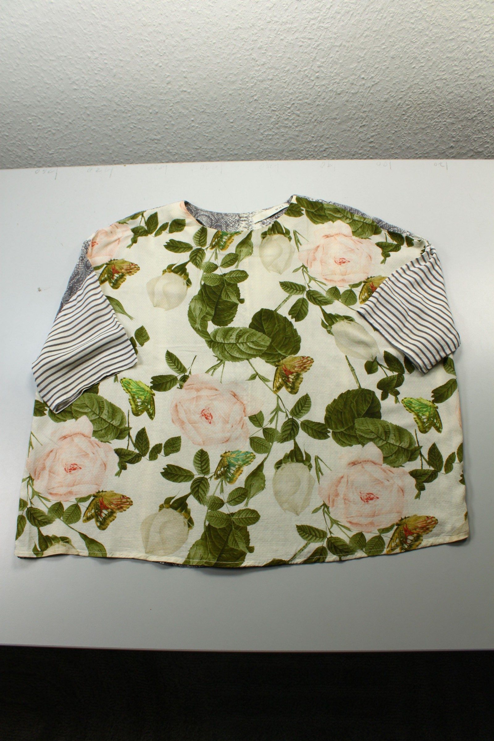 Damen Bluse Kurzarm Schlangenmuster Blumenprint Streifen Patchwork image 2