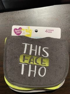 Parent’s Choice Baby Bibs 4-Pack Funny Sayings Gray Green New With Tags
