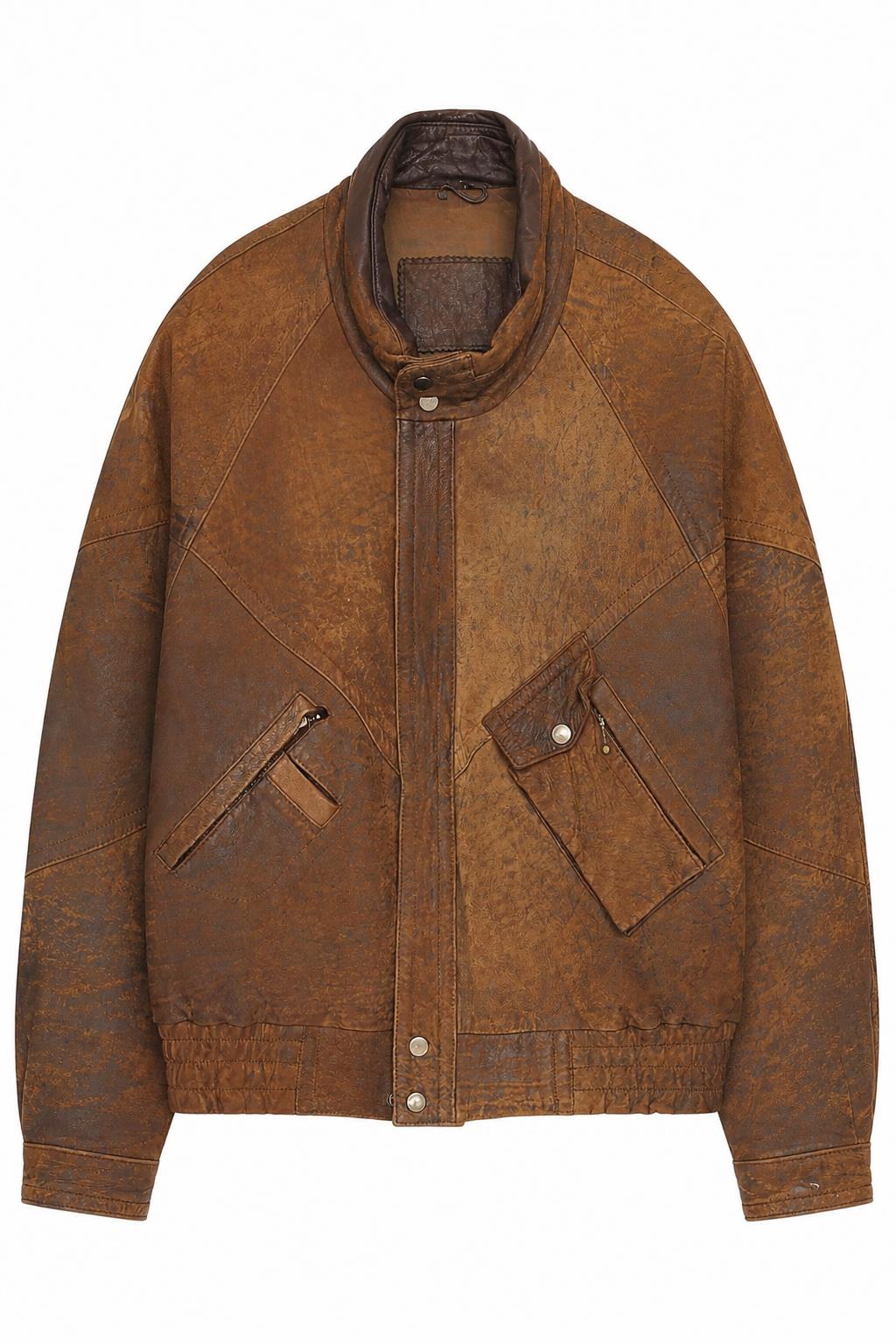 Distressed leather bomber, after smoothing