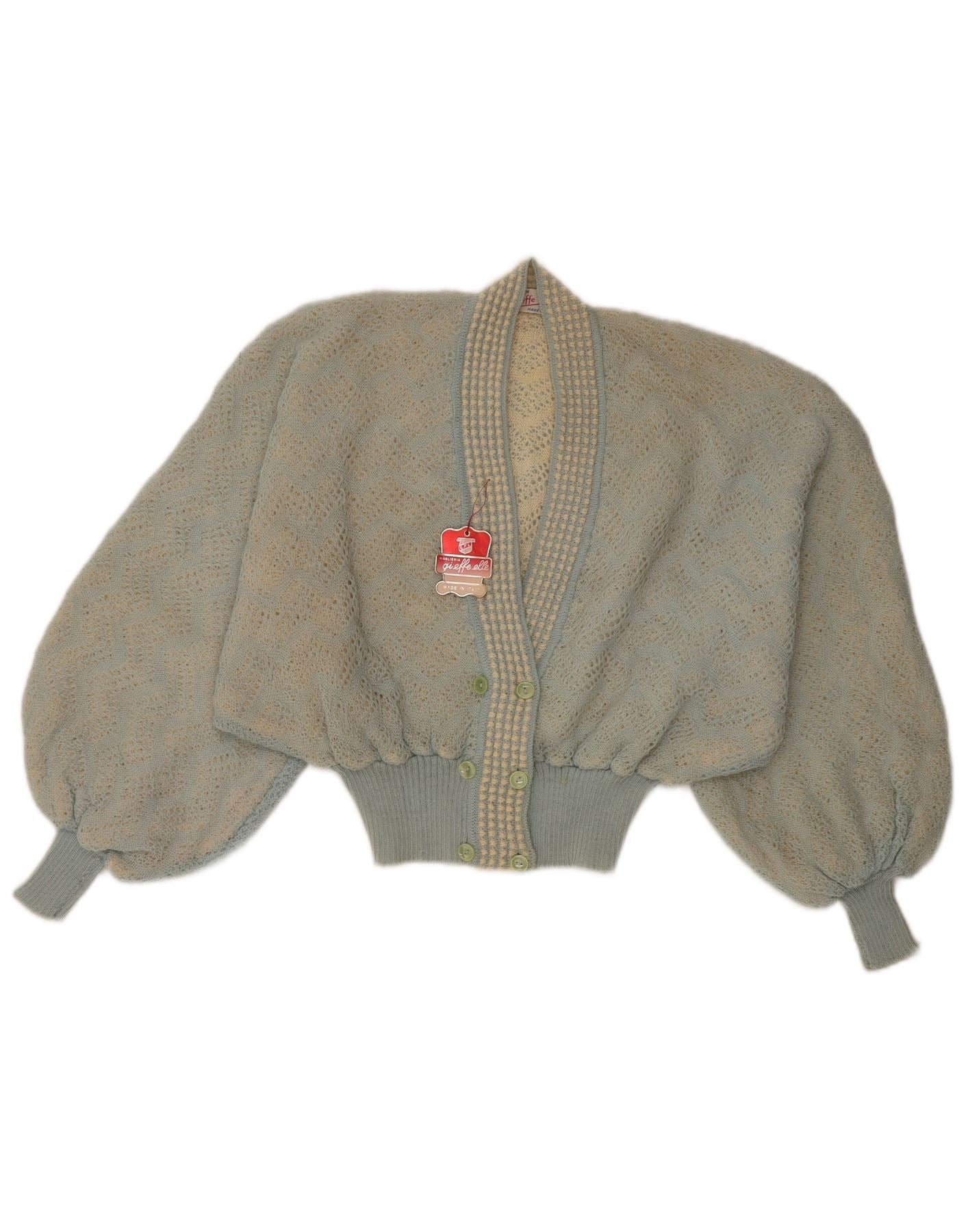 Open-knit cardigan, before smoothing