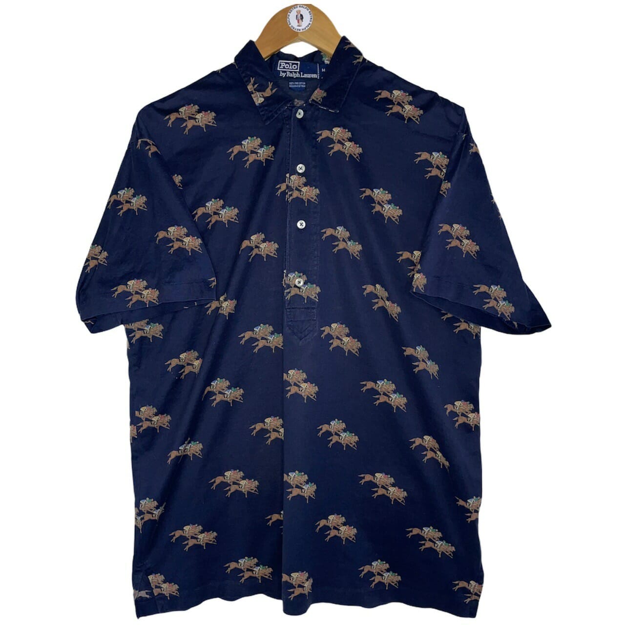 Navy Polo Scene Cotton Shirt