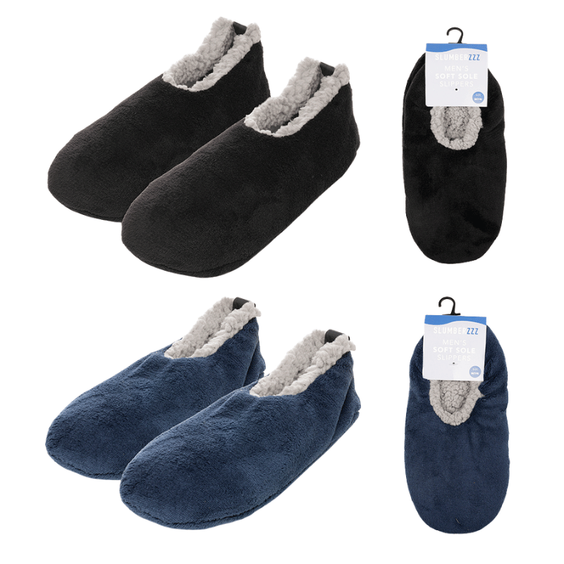 Mens Plain Soft Sole Slippers - Wholesale 00s from A&K Hosiery, United Kingdom