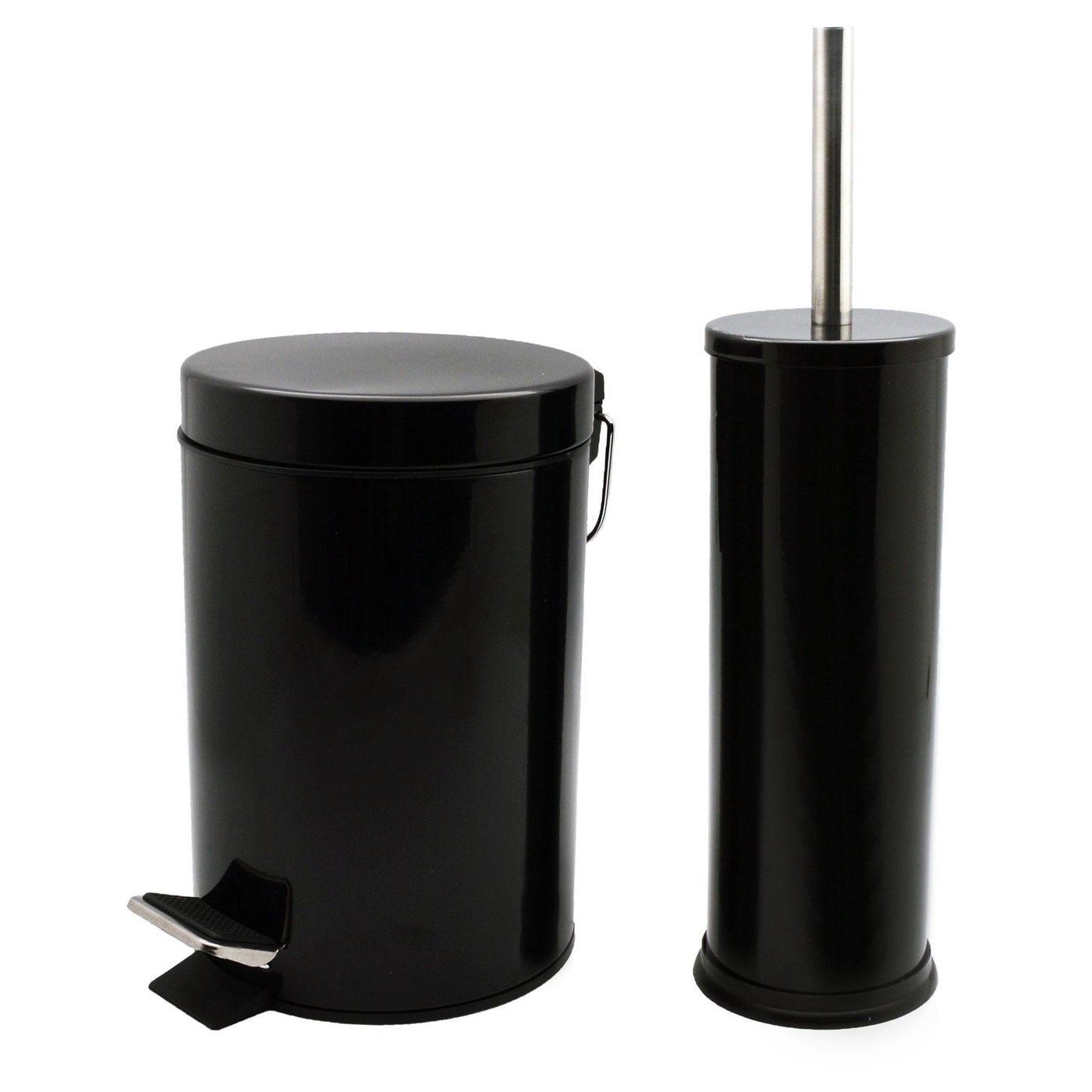 Matt Black Finish 3 Ltr Pedal Bin & Toilet Brush Set - Wholesale boutique from All White Linens Ltd., United Kingdom