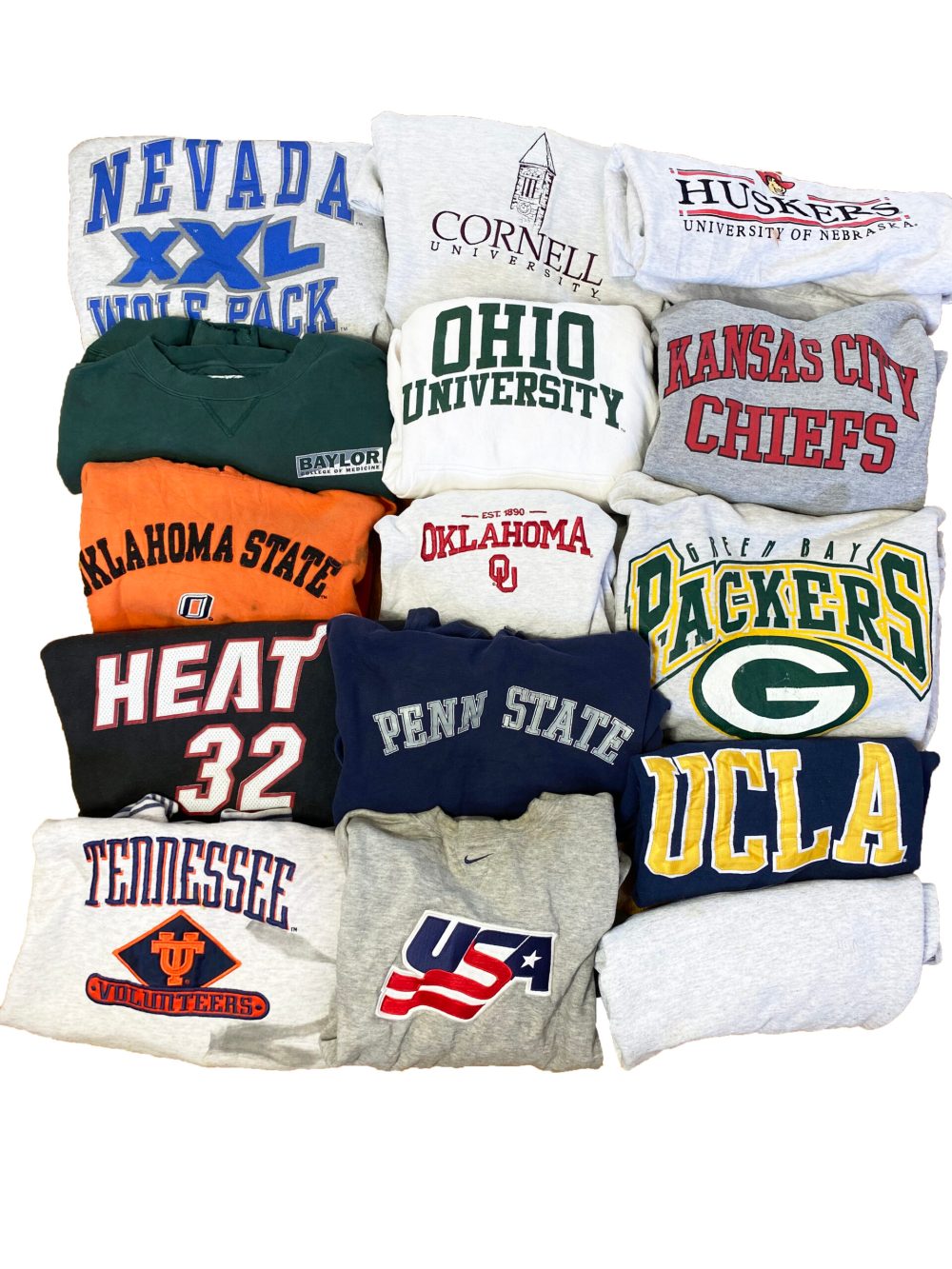 15 PIECES PREMIUM A/B PRO-SPORTS COLLEGE CREWNECKS - Wholesale retro from AMERVINTAGE CLOTHING CO, Australia