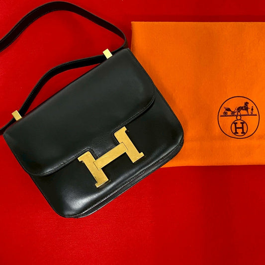 HERMES Shoulder Bag Box scarf black Constance 23 Women Used Authentic - Wholesale boutique from Arigatou Share Japan, United States