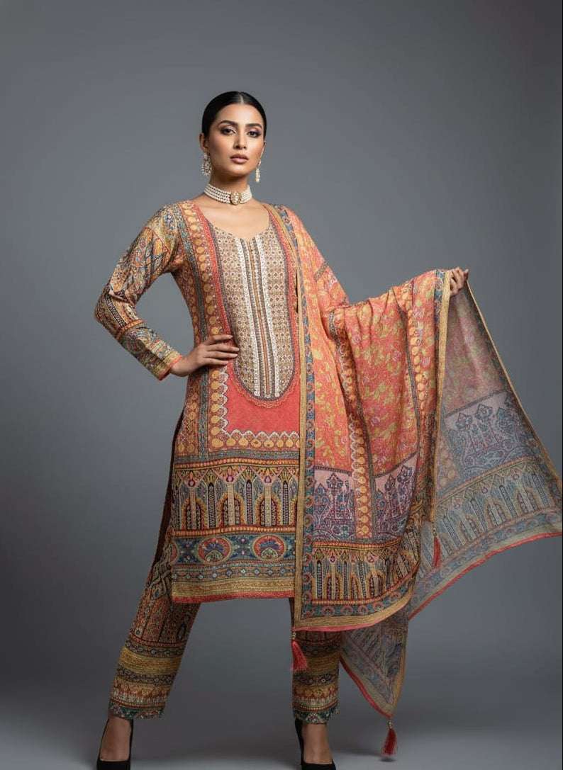 UNSTITCHED 3-PIECE SUIT – MASLIN PAKISTANI DIGITAL PRINT EDITION - Wholesale designer from Arihant Fashion, India