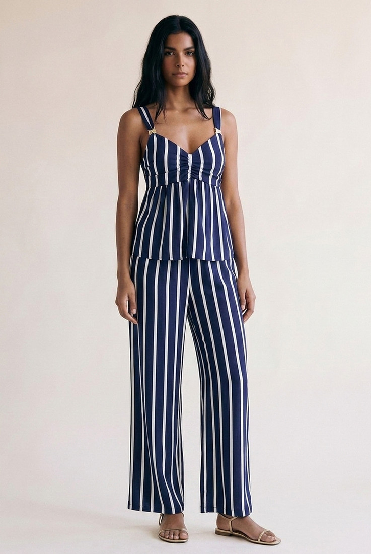 Striped Peplum Top And Trouser Set - Wholesale boho from Babez London, United Kingdom