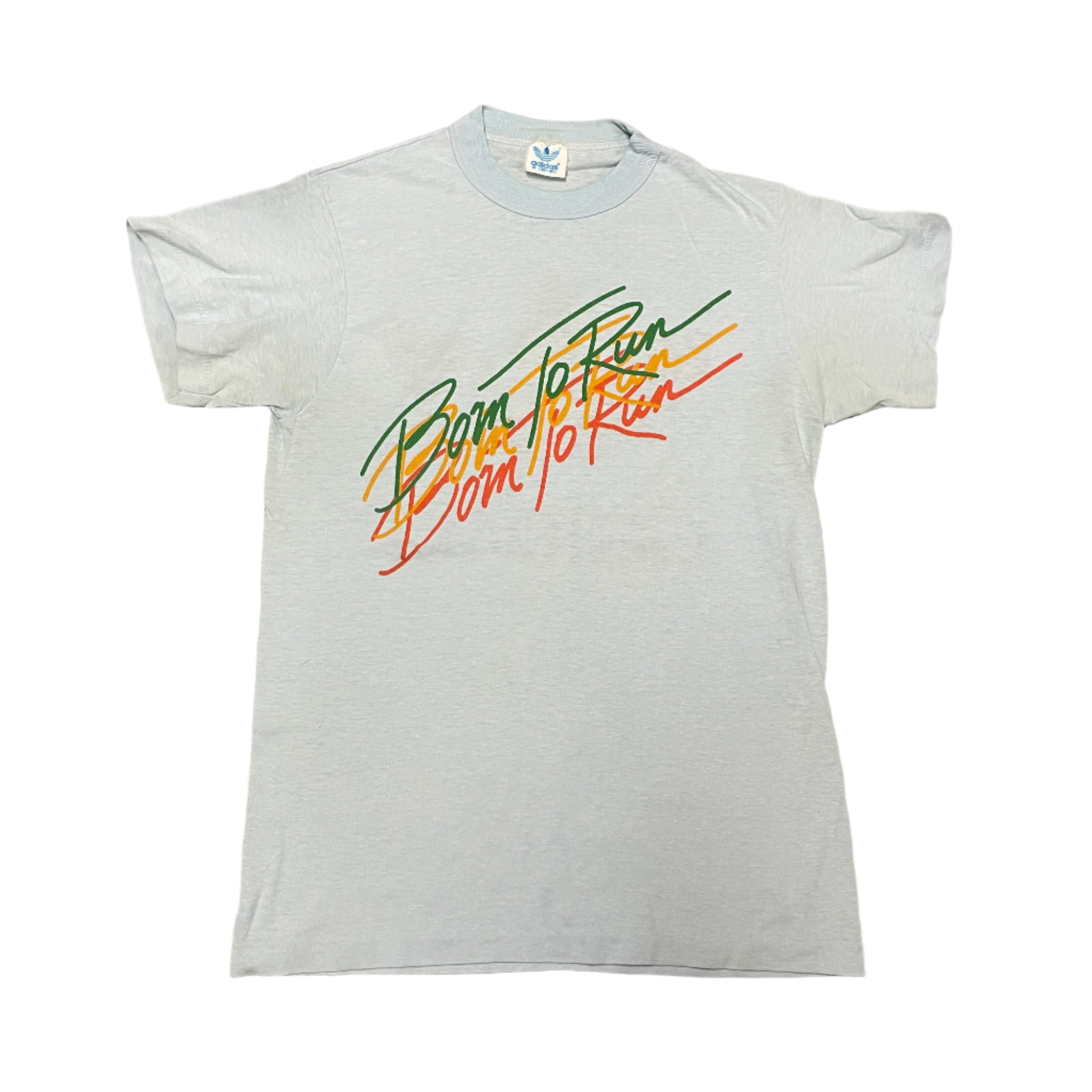1980s Adidas "Born to Run" Vintage Single Stitch Graphic T-Shirt Made in USA - Wholesale boho from Black Market Vintage, Canada