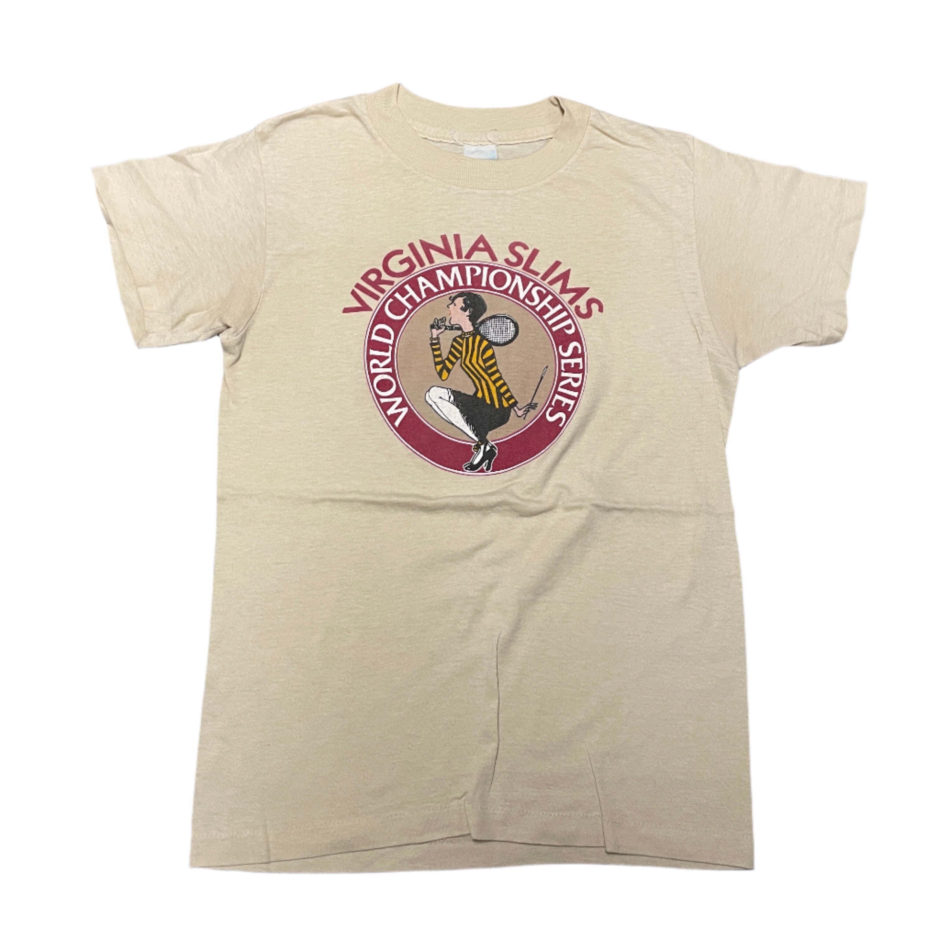 Vintage 1980s Virginia Slims World Championship Tennis Series Single Stitch Vintage T-Shirt Made in USA - Wholesale boho from Black Market Vintage, Canada