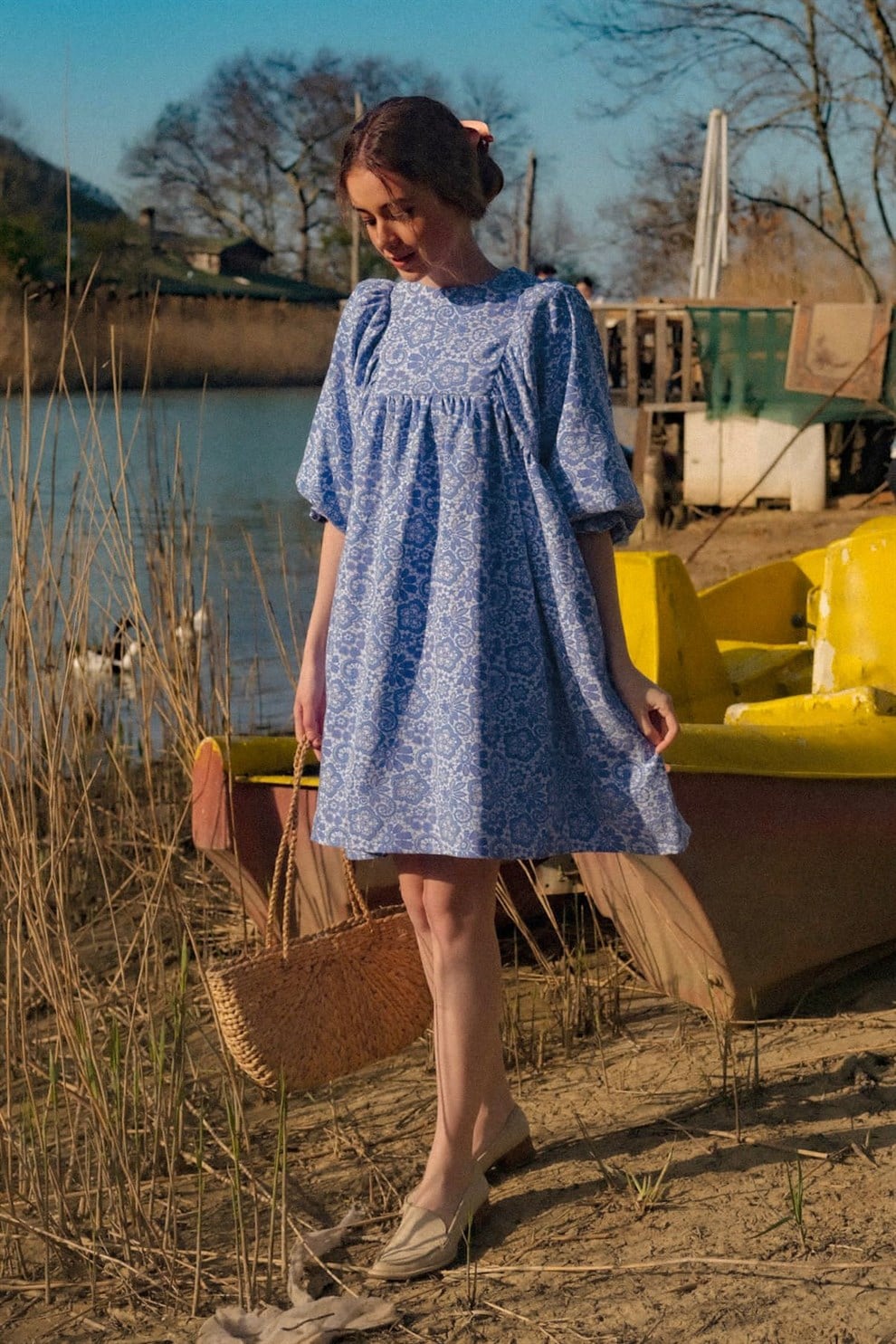 Blue Balloon Dress - Wholesale 00s from Büyükannemin Sandığı, Turkey