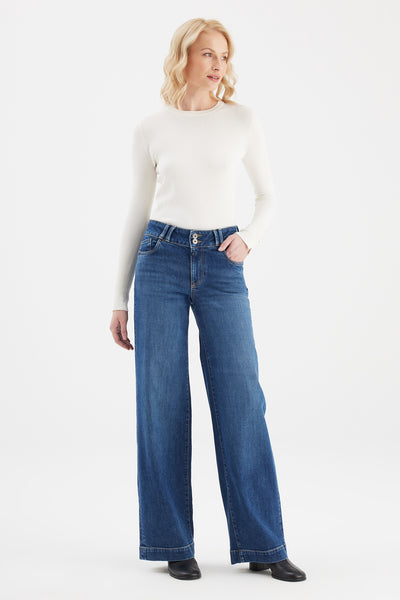 Carlotta Mid Waist Full Length 5 Pocket Jeans - Wholesale budget from C.O.J. Denim, 