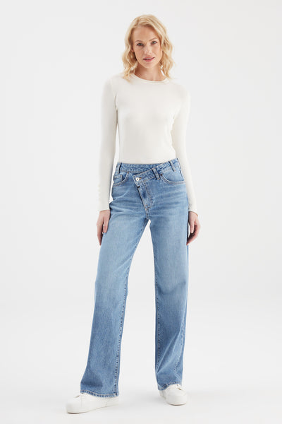Cora Mid Waist Full Length 5 Pocket Jeans - Wholesale budget from C.O.J. Denim, 