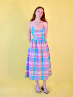 Maiden Dress in Pastel Plaid Linen - Wholesale sustainable from CITIZEN VINTAGE, Canada
