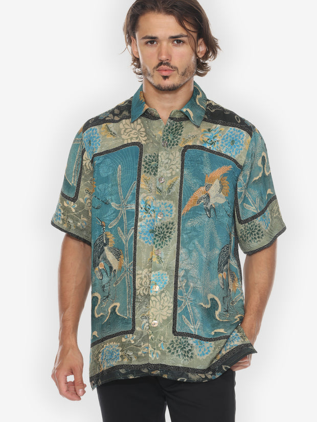 Crane Bamboo Floral Engineered Men’s Silk Shirt - Wholesale boutique from Citron Clothing Inc., United States
