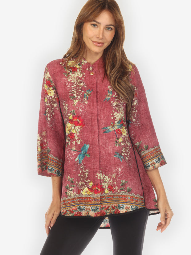 Dragonfly and Waterlilies Tummy Tuck Shirt - Wholesale boutique from Citron Clothing Inc., United States