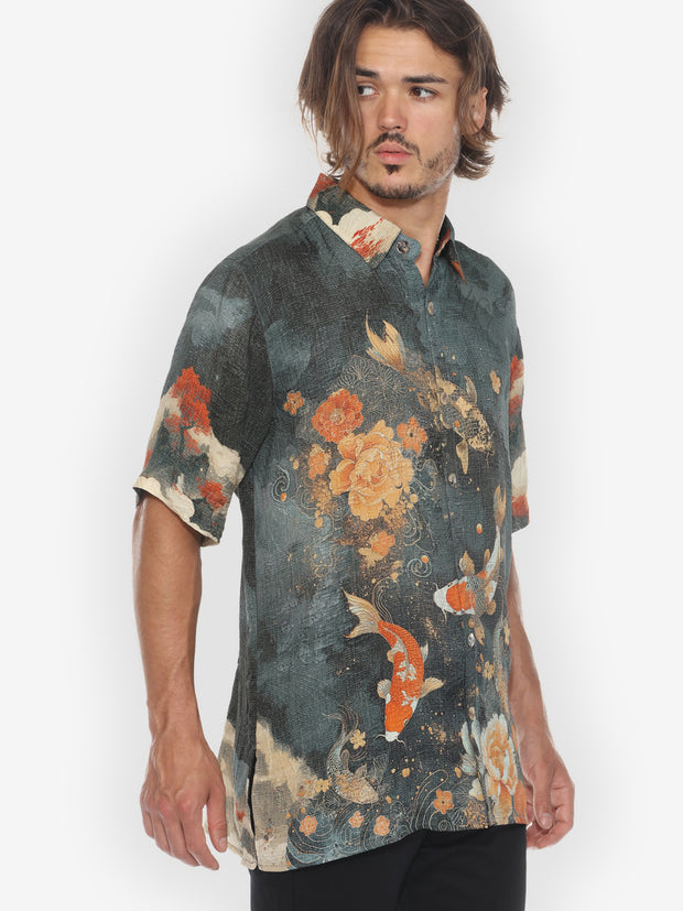 Noble Koi Fish Men’s Silk Shirt - Wholesale boutique from Citron Clothing Inc., United States