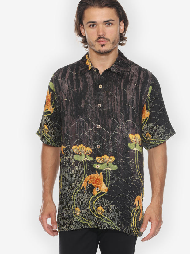 Water Lily Koi Men’s Silk Shirt - Wholesale boutique from Citron Clothing Inc., United States