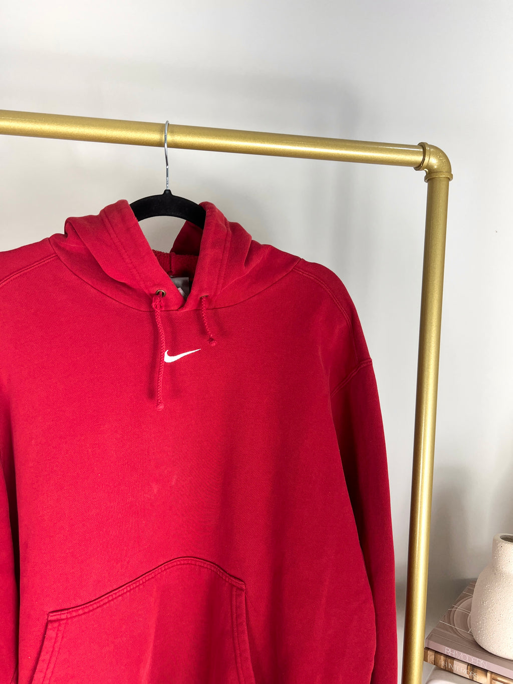 VINTAGE RED NIKE CENTRE SWOOSH HOODIE - Wholesale boho from Closet From Hell, Canada