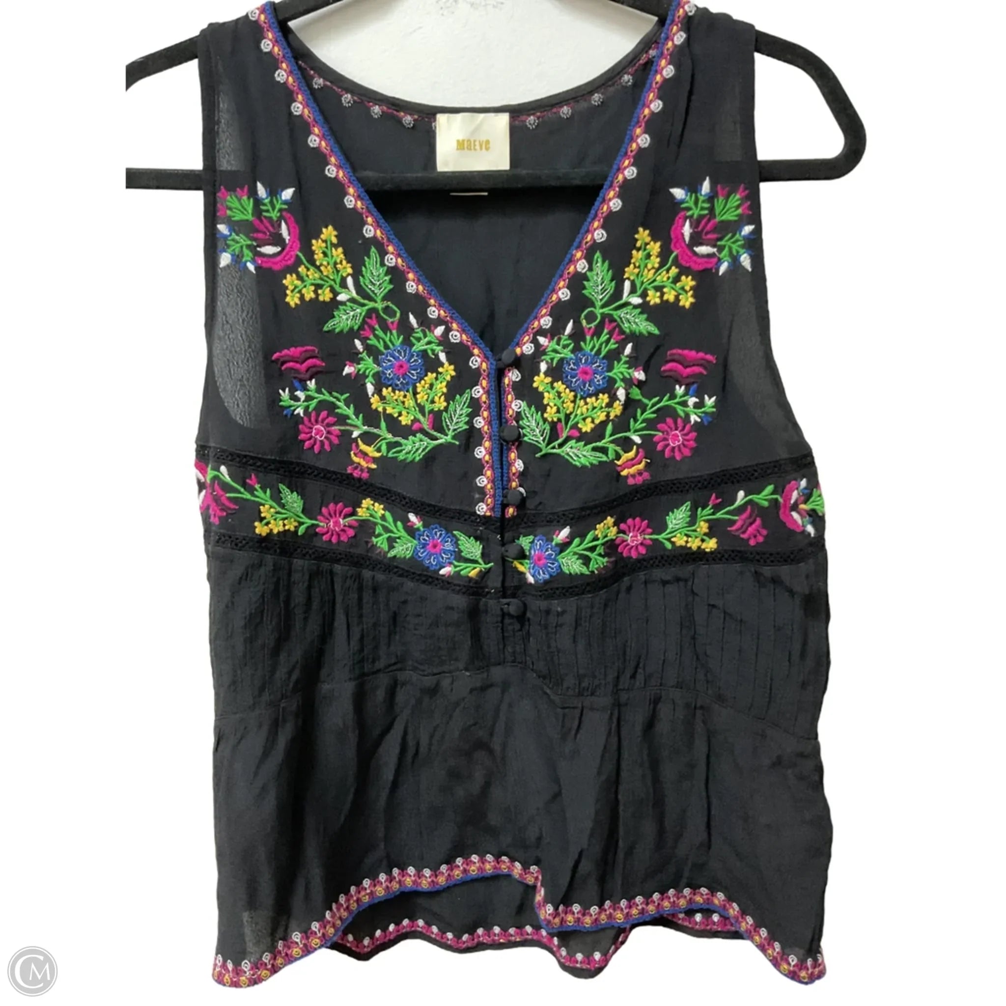 Blouse Sleeveless By Maeve In Black & Pink, Size: Xs - Wholesale designer from Clothes Mentor, United States