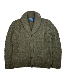 Polo Ralph Lauren Moss Green Hand Knitted Cardigan (XL) - Wholesale boho from Concrete Matter, Netherlands
