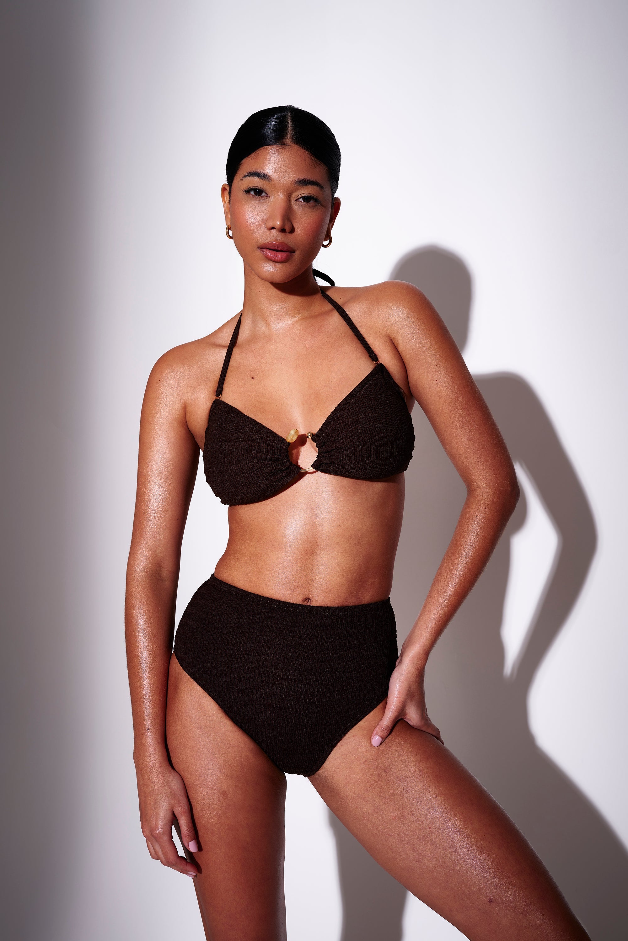 Flamenco Crinkle Bikini Bottoms in Chocolate - Wholesale casual from Continental Textiles, United Kingdom