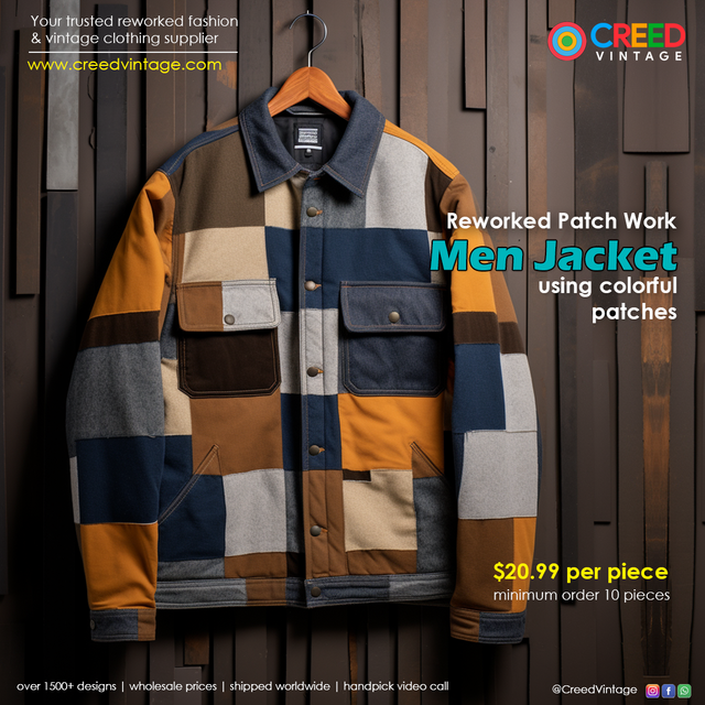 Reworked Patchwork Jacket - Wholesale accessories from Creed Vintage, United States
