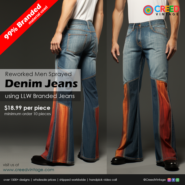 Reworked Sprayed Denim Jeans - Wholesale accessories from Creed Vintage, United States