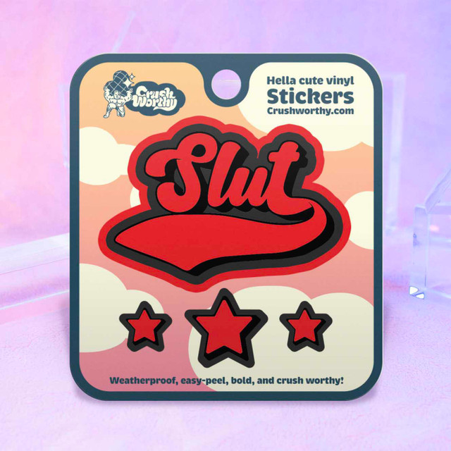 Slut Varsity Sticker Sheet - Wholesale 00s from Crushworthy, United States