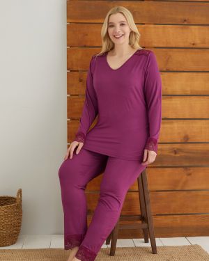 Kadın Büyük Beden Viskon Pijama Takımı - Wholesale casual from Çuhadar İç Giyim, Turkey
