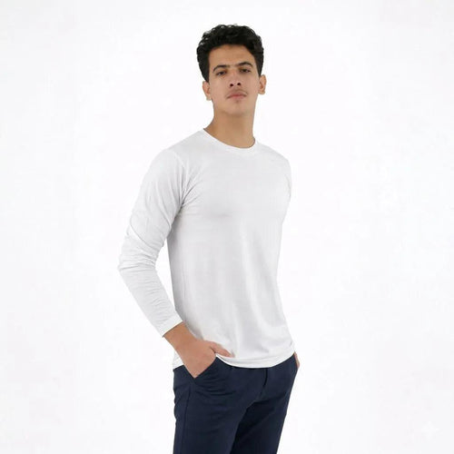 تيشيرت رجالي كم طويل باللون الأبيض - Wholesale casual from الأردنية المعاصرة لصناعة الألبسة, Jordan