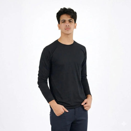 تيشيرت رجالي كم طويل باللون الأسود - Wholesale casual from الأردنية المعاصرة لصناعة الألبسة, Jordan