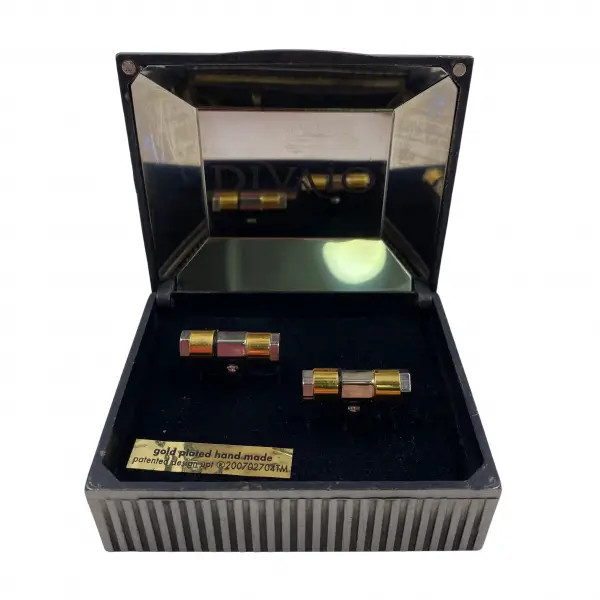Silver Gold Patterned Cufflinks - Wholesale accessories from Divaio, Turkey